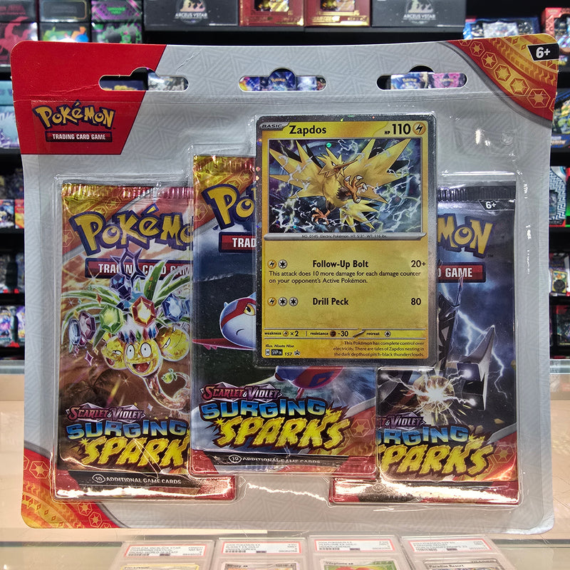 Pokémon TCG: Scarlet & Violet: Surging Sparks - 3 Pack Blisters (Zapdos)