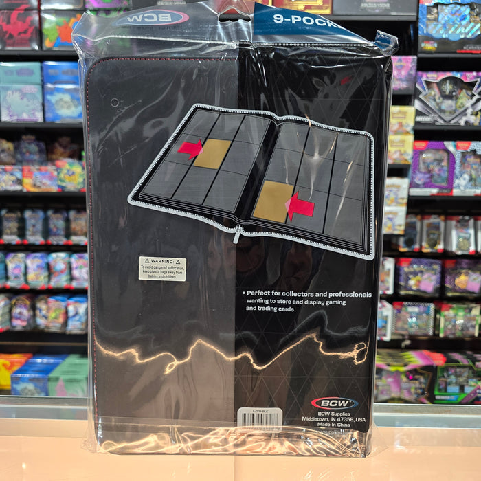 BCW: 9 Pocket Z-Folio Zipper Binder (Black)