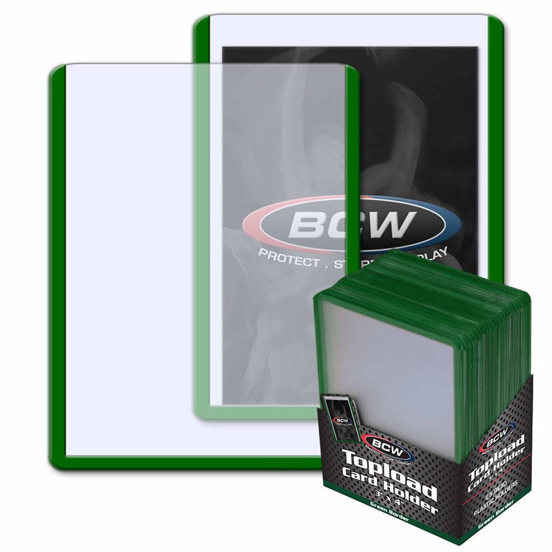 BCW: 3X4 Standard Toploader 25CT - Green Border