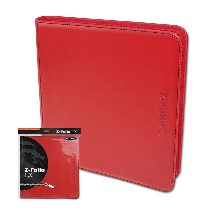 BCW: 12 Pocket Z-Folio LX Zipper Binder (Red)