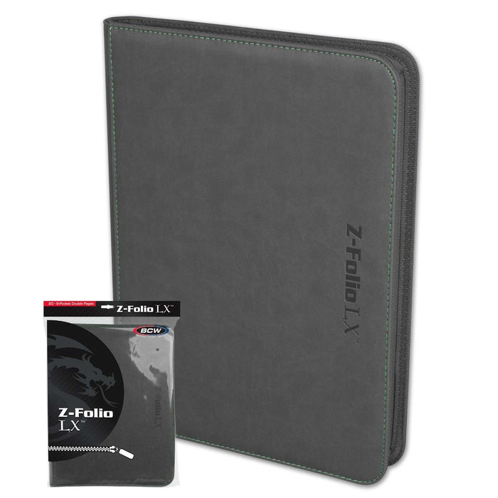 BCW: 9 Pocket Z-Folio Zipper Binder (Gray)
