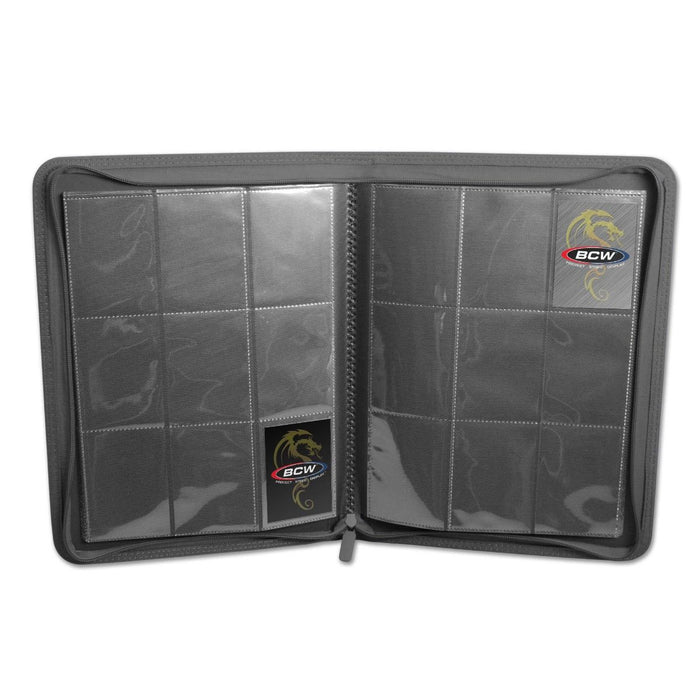BCW: 9 Pocket Z-Folio Zipper Binder (Gray)