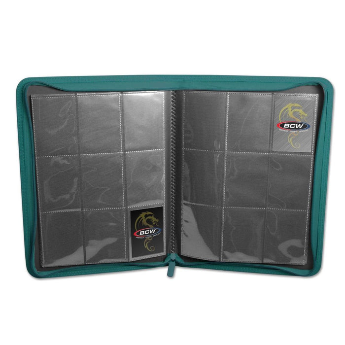BCW: 9 Pocket Z-Folio Zipper Binder (Teal)