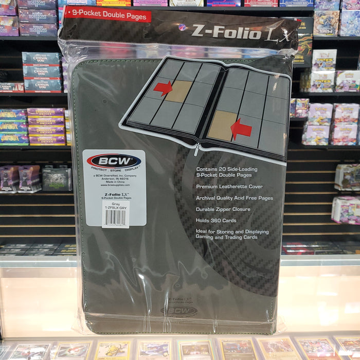 BCW: 9 Pocket Z-Folio Zipper Binder (Gray)