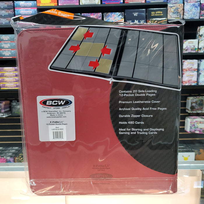 BCW: 12 Pocket Z-Folio LX Zipper Binder (Red)